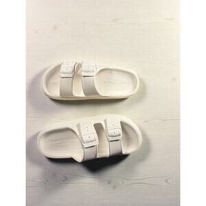 Beachslides by JSlides SOCOOL White EVA Double Buckle Slide Sandals Size 9
